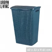 Urban Living “PASHA” Wasmand met deksel – 43×33×61 cm – Donker saffier