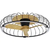 Valotorni Nature LED plafondventilator, CCT-app, zwart/beuk - Mantra , Nature, dimbare, Zwart, Woonkamer, Kunststof
