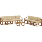 vidaXL Buiten bank set 9 st Natuurlijk en Beige