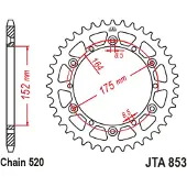 JT Sprockets Yamaha Jta853.51blk Aluminium Achtertandwiel