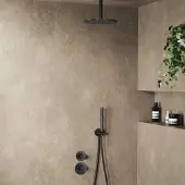 Saniclear Uni inbouw regendouche 25cm mat zwart met plafondarm en staafhanddouche