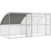 vidaXL Kippenhok 2 st Zilver 400 x 200 x 200 cm Staal en PE