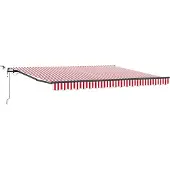 vidaXL Uitschuifbare luifel Rood en Wit 400 × 350 cm Polyester