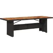 vidaXL Tuintafel met acaciahouten blad 240x90x75 cm poly rattan zwart
