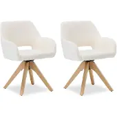 Homestyle4u Eetkamerstoel - 2 Stoelen - Draaibare - met armleuningen - Wit