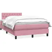 Syfax Boxspring met matras fluweel roze 120x220 cm