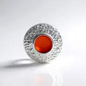 Cavill - Zilveren hanger met Braziliaanse carneool 1,4 ct - 925 Sterling zilver geplatineerd - Rond 8 mm - Modern elegant - Monosono collection