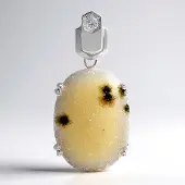 Cavill - Zilveren Hanger met Glitter Agaat 18,54 ct - 925 Sterling Zilver - Witte Topaas Pavé 0,027 ct - Ovaal Cabochon Elegant Sieraad 34x16 mm