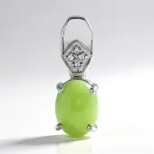 Cavill - Zilveren hanger 925 Sterling met 0,97 ct Keizerlijk Chrysopraas ovaal en 0,016 ct witte Topaas - elegant 19x7 mm dames sieraad