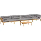 vidaXL 5-delige Loungeset pallet met kussens massief acaciahout