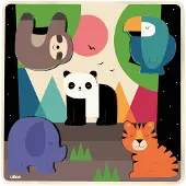 Vilac Houten Inlegpuzzel Encastrement Sonore 5ST | Jungle*