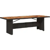 Syfax Tuintafel met acaciahouten blad 240x90x75 cm poly rattan zwart