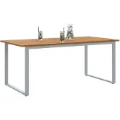 vidaXL Tuintafel, grijs, 180 x 90 x 75 cm, massief acaciahout