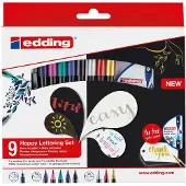 Edding Happy Lettering brushpen, assorti, set van 9 stuks