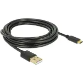 DeLOCK USB-C - USB-A kabel | verguld | USB2.0 | 15W | zwart | 4 meter