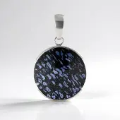 Cavill - Zilveren Hanger Geplatineerd - 24 Karaat Ronde Cabochon Versteend Jambi Palhout - 925 Sterling Zilver - Elegant, Handgemaakt - 40.5x24.5 mm