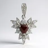 Cavill - Zilveren Hanger - 925 Sterling Zilver - Rode Tijgeroog 0.73 ct Trilliant Cabochon - Witte Topaas 1.11 ct - Stervorm - Luxe Dames Sieraad