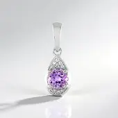Cavill - Zilveren Hanger met Lavendel Amethist 0,72 ct - 925 Sterling Zilver - Elegante Druppelvorm met 9 Zirkonia's - Luxe Zilveren Sieraad