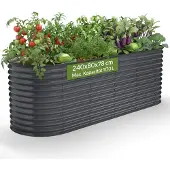 Arebos Verhoogde Plantenbak Ovaal 240x80x78 cm Verzinkt Staal 1170L Tuinbed