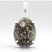 Cavill - Zilveren Hanger - 925 Sterling Zilver - 16 ct Mexicaanse Luipaard Opaal & 0,02 ct Witte Topaas - Ovaal Cabochon - Elegant Edelsieraad