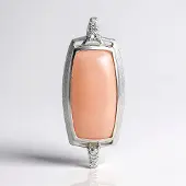 Cavill - Zilveren Hanger - 925 Sterling Zilver - Rozenkwarts Antieke Cabochon 11,565 ct - Witte Topaas Accenten - Elegant Minimalistisch Design