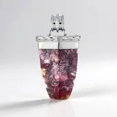 Cavill - Zilveren Hanger - 925 Sterling Zilver Geplatineerd - 34,5 ct Indonesisch Versteend Palmhout Fancy Cut - Bali Barong Uniek Handgemaakt