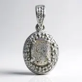 Cavill - Zilveren Hanger - 925 Sterling Zilver - Ovale Labradoriet 0,66 ct uit Madagaskar - 16 Witte Topazen 0,084 ct - Elegant & Tijdloos