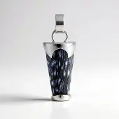 Cavill - Zilveren Hanger - 925 Sterling Zilver Geplatineerd - 10 ct Versteend Jambi Palhout Fancy Cabochon - Bali Barong Stijl - Elegant 34x15 mm