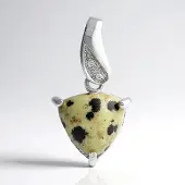 Cavill - Zilveren hanger 925 sterling zilver - 3,52 ct Dalmatiër Jaspis triljant cabochon - 2 sprankelende zirkonia pavé - modern elegant