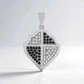 Cavill - Zilveren Hanger met Witte Topaas 0,35 ct & Zwarte Spinel 0,35 ct - 925 Sterling Zilver Platina Verguld - Elegant Rond