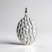 Cavill - Zilveren Hanger 925 Sterling Zilver - Ovaal Mat Gehamerd - Platina Geplateerd - Modern & Duurzaam Sieraad Dames - 32x18 mm
