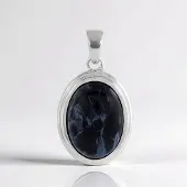 Cavill - Zilveren Hanger 925 Sterling Zilver - Ovale Pietersiet Cabochon 11,23 ct uit Namibië - Elegant Natuurlijke Edelsteen Sieraad 32x17 mm
