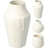 Koopman HH - vaas speelgoed glazuur drip 10-15cm wit decoratief.