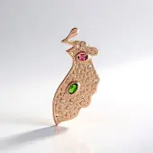 Cavill - Zilveren Hanger 925 Sterling Zilver Rosé Verguld - Russische Diopsied 0,20 ct & Roze Toermalijn 0,15 ct - Luxe Monosono Collectie