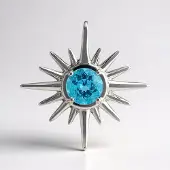 Cavill - 925 Sterling Zilver Hanger - Blauwe Apatiet 0,68 ct Madagaskar - Ronde Edelsteen, Zonvorm, Rhodium - Verfijnde Zilveren Sieraden