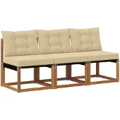 vidaXL 3 st Buiten Middelste sofa Massief acaciahout en Textilene-stof