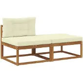 vidaXL Sectie Sofa Eenheden met kussen 2 Stuk Naturel