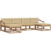 vidaXL Buiten bank set 6 st Natuurlijk en Beige