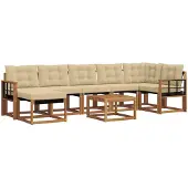 vidaXL Buiten bank set 8 st Natuurlijk en Beige