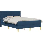 vidaXL Bedframe met matras met hoofdeinde Blauw 140 x 190 cm Stof