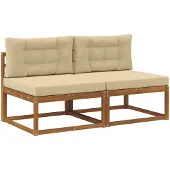 vidaXL Buiten Midden Sofa met kussen 2 Stuk Naturel