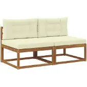 vidaXL Buiten Midden Sofa met kussen 2 Stuk Naturel