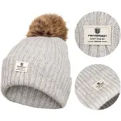 Peterson - Modieuze Wintermuts - Grijs - Pompon - Angora Mix