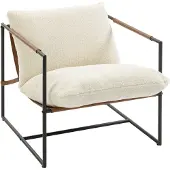 HOMCOM Accentstoel van badstof (100% polyester) - 77x91x80cm - Crème