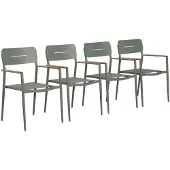Sweeek - Set van 4 tuinstoelen van aluminium en textileen - fira