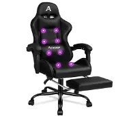 ALFORDSON Bequemer & Massage-Gamer-Stuhl: Verstellbare Rückenlehne (90°-150°) + 8-Punkt-Massage. Optimale Unterstützung für Kopf, Schultern & Taille. Ideal für Arbeit, Gaming & Entspannung.