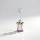 Cavill - Ametrien Hanger 925 Zilver - 1 29 ct Boliviaanse Achthoek - 0 097 ct Cambodjaanse Zirkon - Luxe Paars Barnsteen