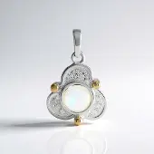 Cavill - Zilveren Hanger 925 Sterling met 0,525 ct Welo-opaal - 14k Goud Accenten - Bloemen Design met Pavé Zirkonia - Elegant en Vrouwelijk