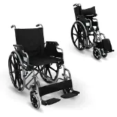 Mobiclinic Giralda - Rolstoel - Inklapbaar - Comfortabel Orthopedisch - Voetsteun - Armleuningen - Zitting 46 cm - Staal - Lichtgewicht
