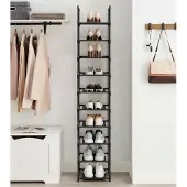 Songmics Schoenenrek Isak | 33 X 33 X 173 Cm | Zwart - - Schoenenrek - Zwart - Kunststof; Metaal